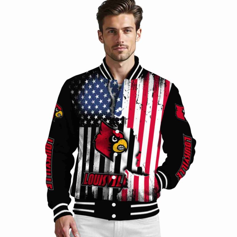 louisville cardinals patriotic theme black jacket high quality jacketwow