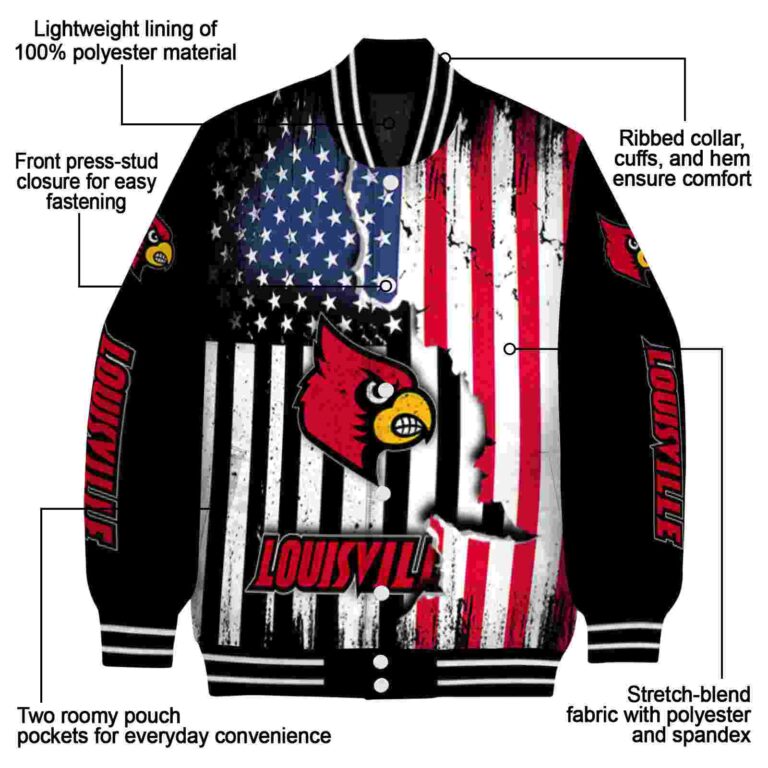 louisville cardinals patriotic theme black jacket new arrival jacketwow