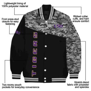 lsu tigers camo patchwork black jacket new arrival jacketwow
