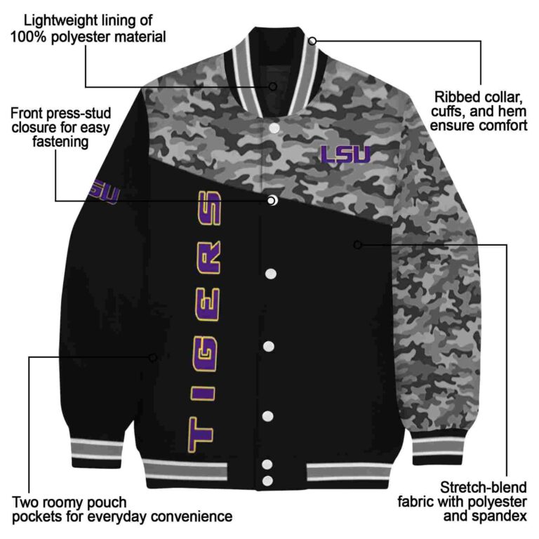 lsu tigers camo patchwork black jacket new arrival jacketwow