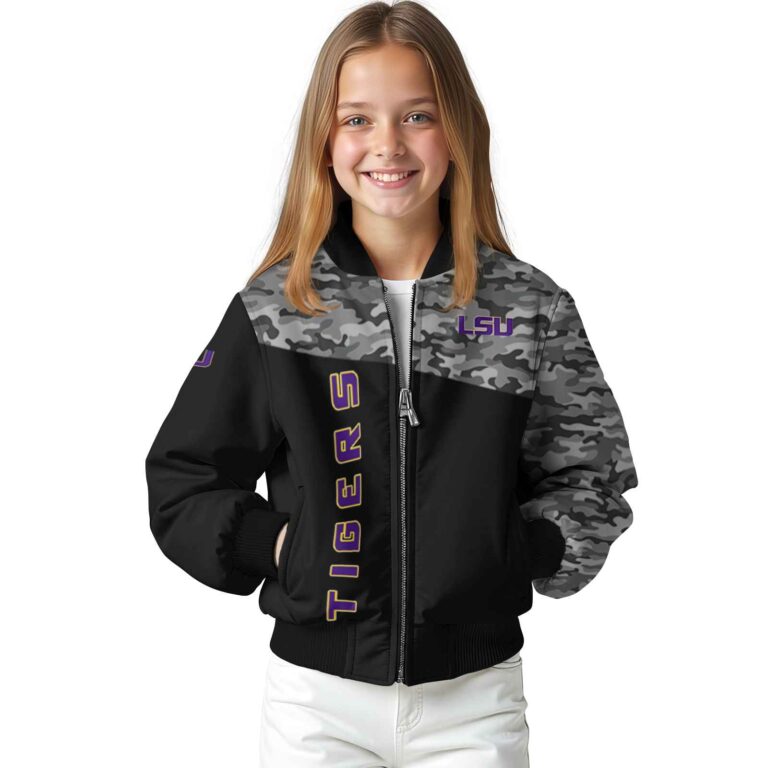 lsu tigers camo patchwork black jacket top rated jacketwow