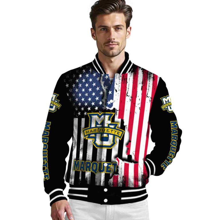 marquette golden eagles patriotic theme black jacket high quality jacketwow
