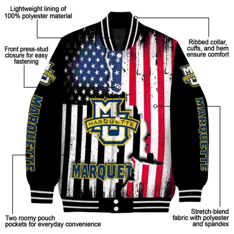 marquette golden eagles patriotic theme black jacket new arrival jacketwow