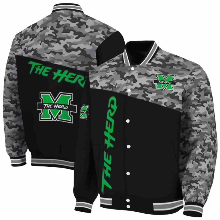 marshall thundering herd camo patchwork black jacket fashion forward jacketwow