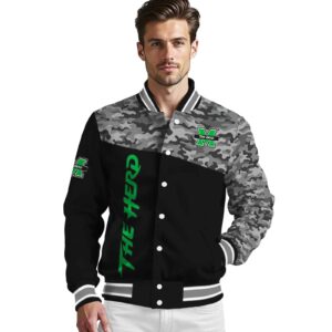 marshall thundering herd camo patchwork black jacket high quality jacketwow