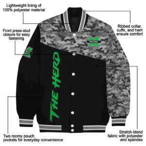 marshall thundering herd camo patchwork black jacket new arrival jacketwow