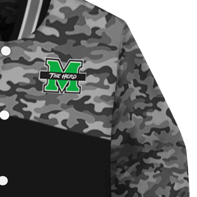 marshall thundering herd camo patchwork black jacket premium grade jacketwow