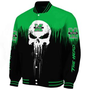 marshall thundering herd punisher skull green black white jacket best selling jacketwow