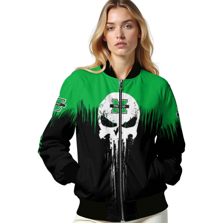 marshall thundering herd punisher skull green black white jacket latest model jacketwow