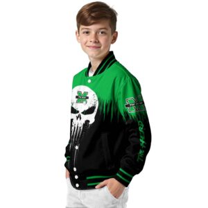 marshall thundering herd punisher skull green black white jacket trendy jacketwow