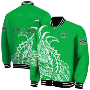 marshall thundering herd tribal art green white black jacket fashion forward jacketwow