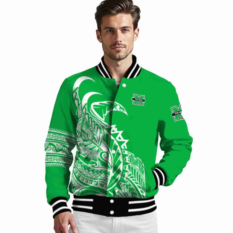 marshall thundering herd tribal art green white black jacket high quality jacketwow