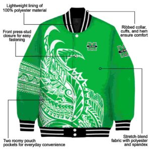 marshall thundering herd tribal art green white black jacket new arrival jacketwow