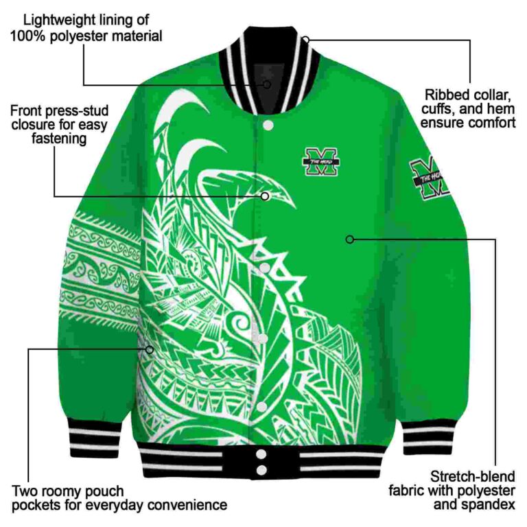 marshall thundering herd tribal art green white black jacket new arrival jacketwow