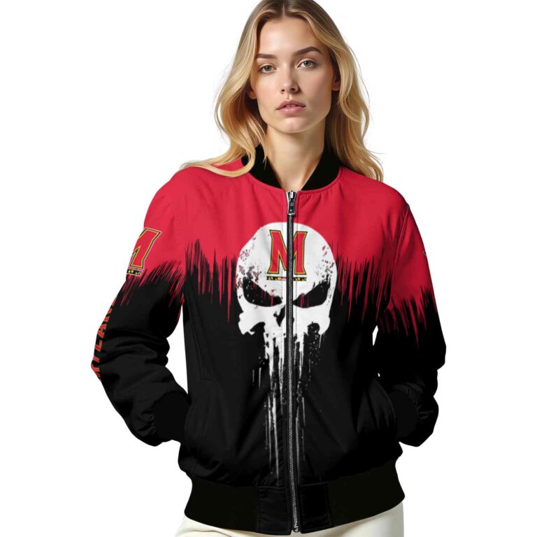 maryland terrapins punisher skull red black white jacket latest model jacketwow
