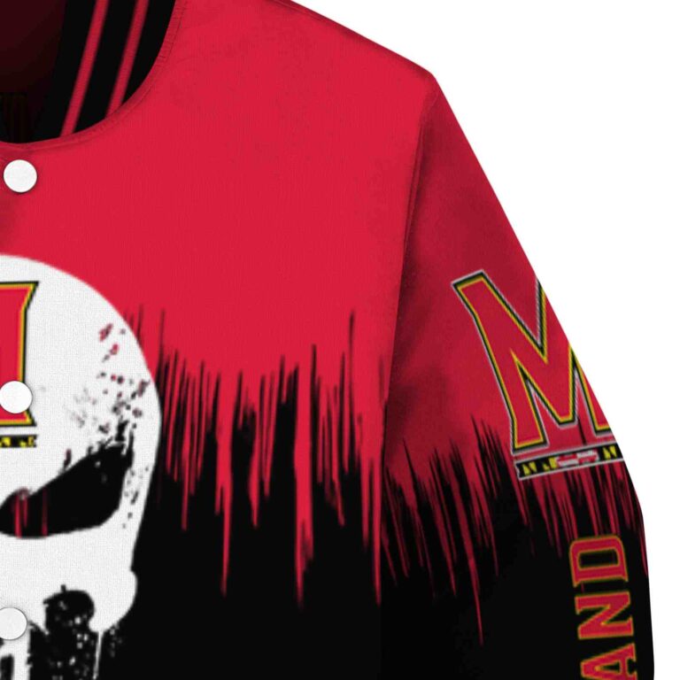 maryland terrapins punisher skull red black white jacket premium grade jacketwow
