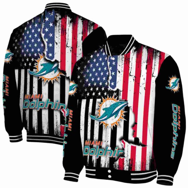 miami dolphins patriotic theme black jacket fashion forward jacketwow