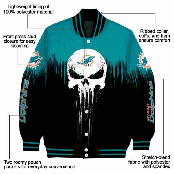 miami dolphins punisher skull aqua black white jacket new arrival jacketwow