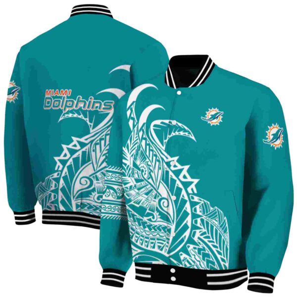 miami dolphins tribal art aqua white black jacket fashion forward jacketwow