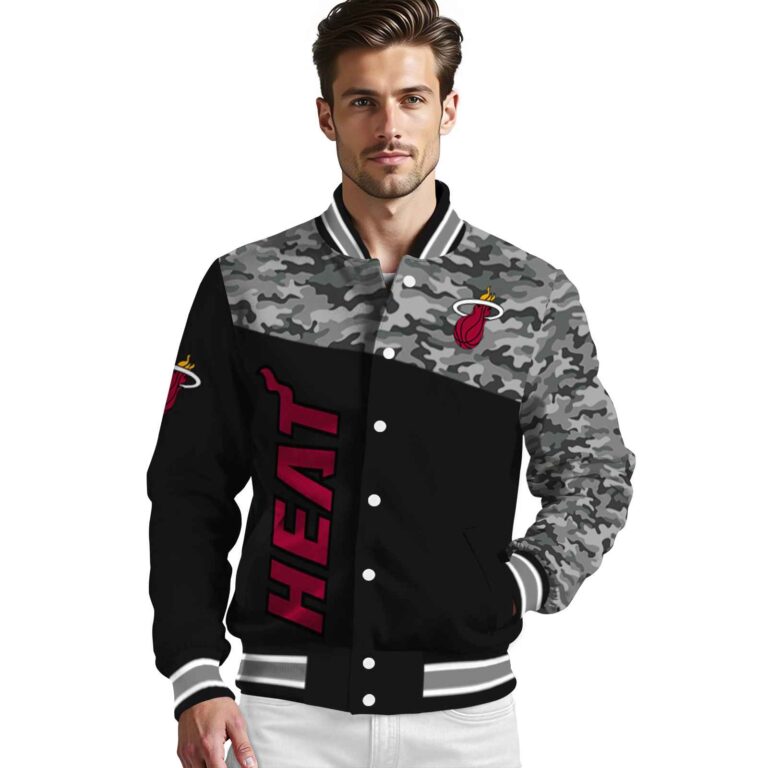 miami heat camo patchwork black jacket high quality jacketwow
