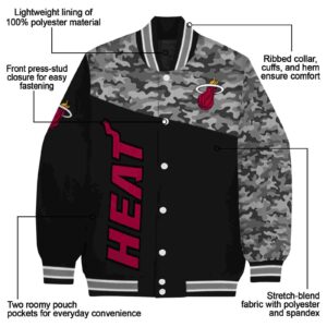 miami heat camo patchwork black jacket new arrival jacketwow
