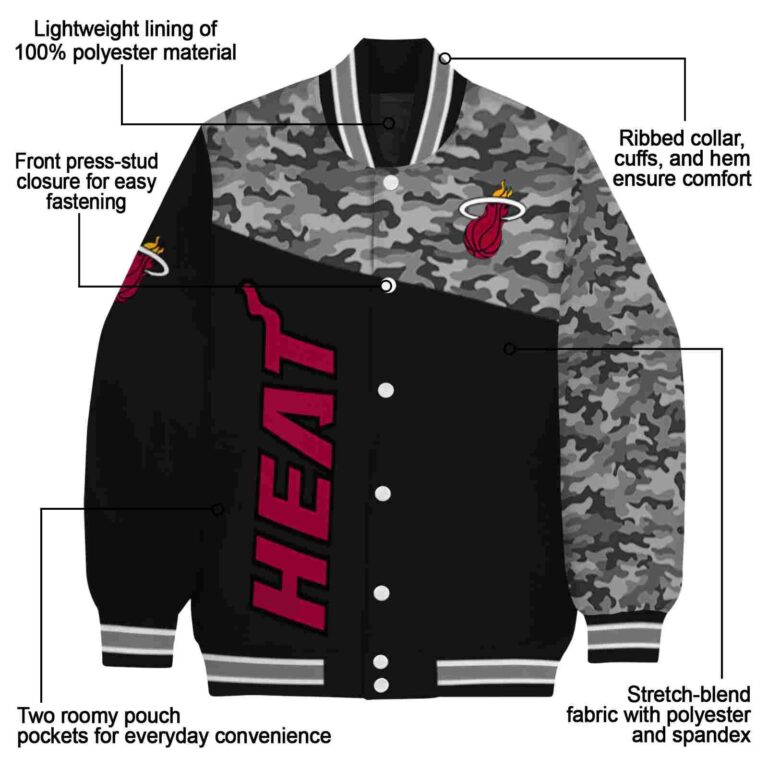 miami heat camo patchwork black jacket new arrival jacketwow