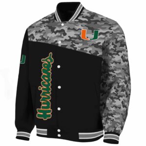 miami hurricanes camo patchwork black jacket best selling jacketwow