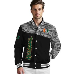 miami hurricanes camo patchwork black jacket high quality jacketwow