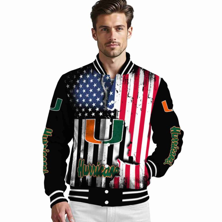miami hurricanes patriotic theme black jacket high quality jacketwow