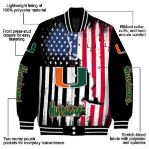 miami hurricanes patriotic theme black jacket new arrival jacketwow