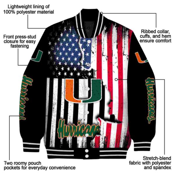 miami hurricanes patriotic theme black jacket new arrival jacketwow