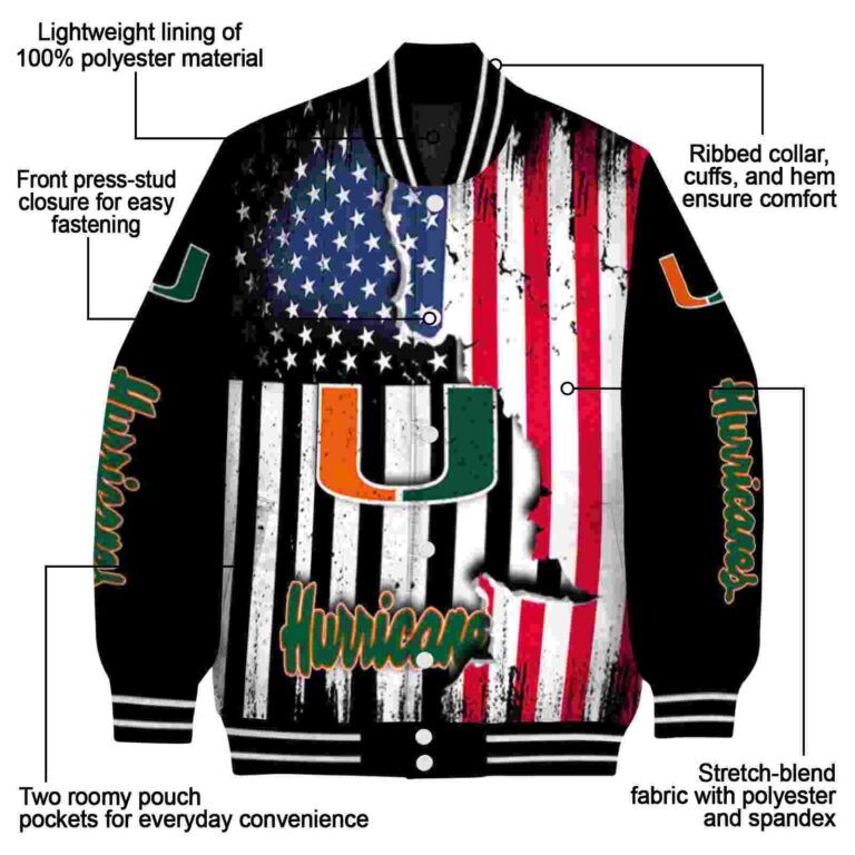 miami hurricanes patriotic theme black jacket new arrival jacketwow