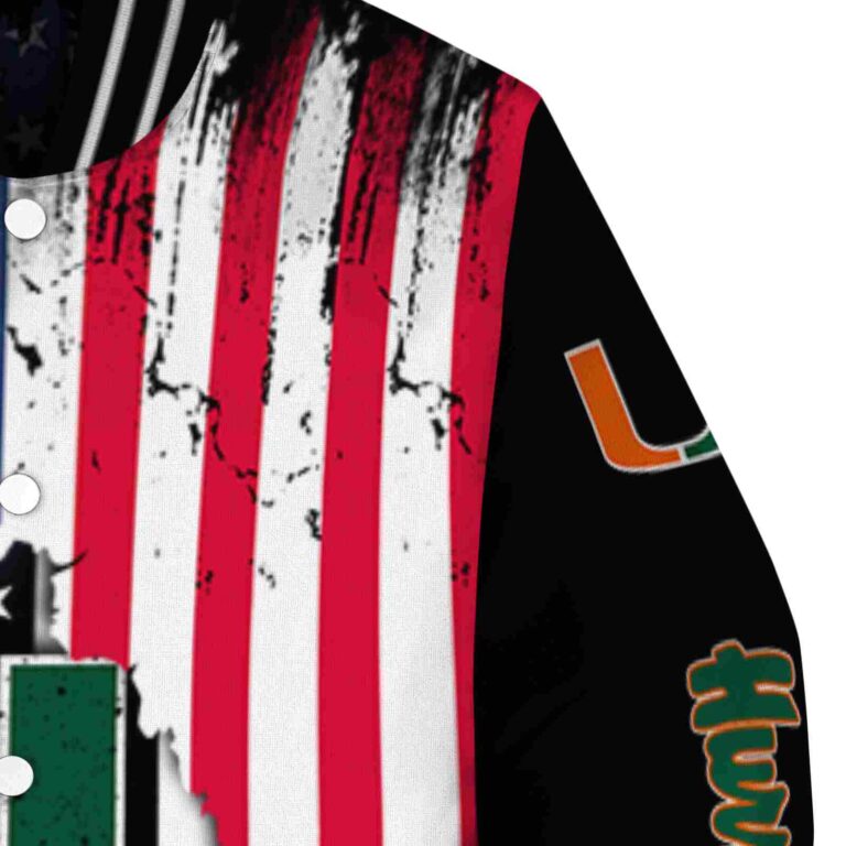 miami hurricanes patriotic theme black jacket premium grade jacketwow