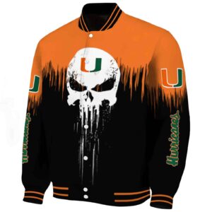 miami hurricanes punisher skull orange black white jacket best selling jacketwow