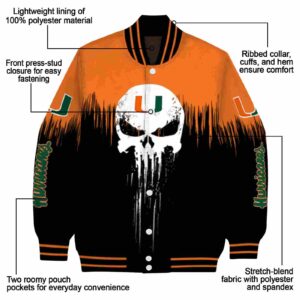 miami hurricanes punisher skull orange black white jacket new arrival jacketwow