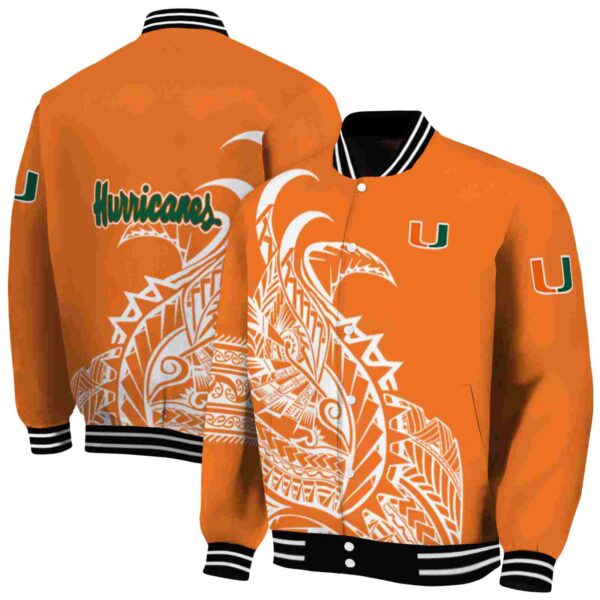 miami hurricanes tribal art orange white black jacket fashion forward jacketwow
