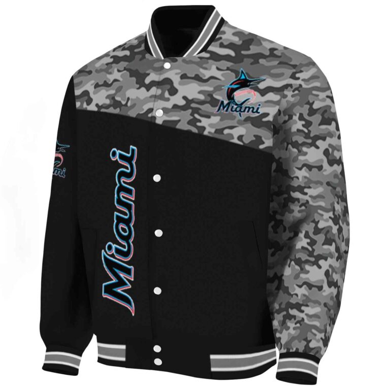 miami marlins camo patchwork black jacket best selling jacketwow