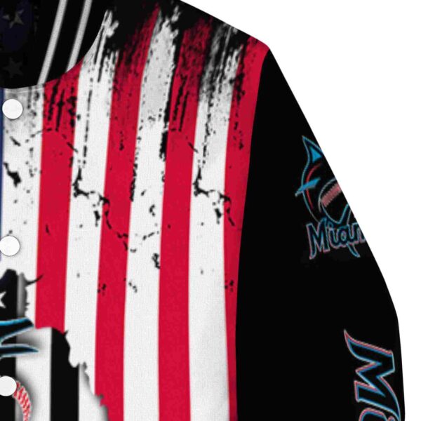 miami marlins patriotic theme black jacket premium grade jacketwow