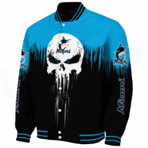 miami marlins punisher skull blue black white jacket best selling jacketwow