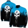 miami marlins punisher skull blue black white jacket fashion forward jacketwow