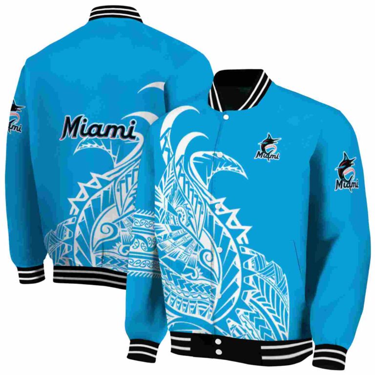 miami marlins tribal art blue white black jacket fashion forward jacketwow