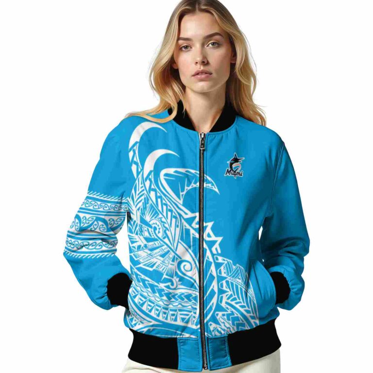 miami marlins tribal art blue white black jacket latest model jacketwow