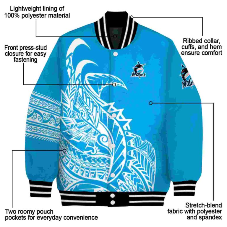 miami marlins tribal art blue white black jacket new arrival jacketwow