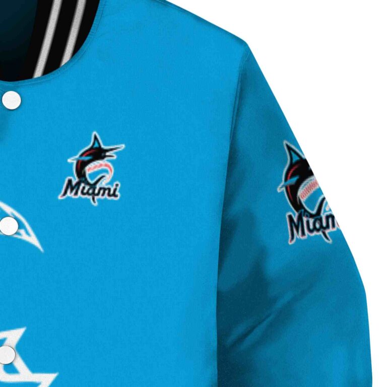 miami marlins tribal art blue white black jacket premium grade jacketwow