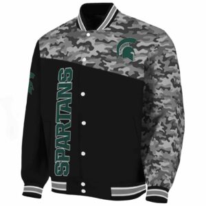 michigan state spartans camo patchwork black jacket best selling jacketwow