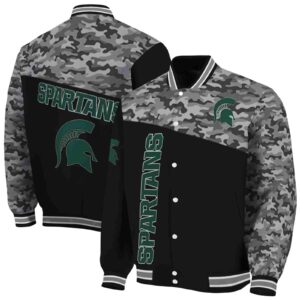michigan state spartans camo patchwork black jacket fashion forward jacketwow