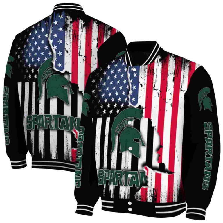 michigan state spartans patriotic theme black jacket fashion forward jacketwow