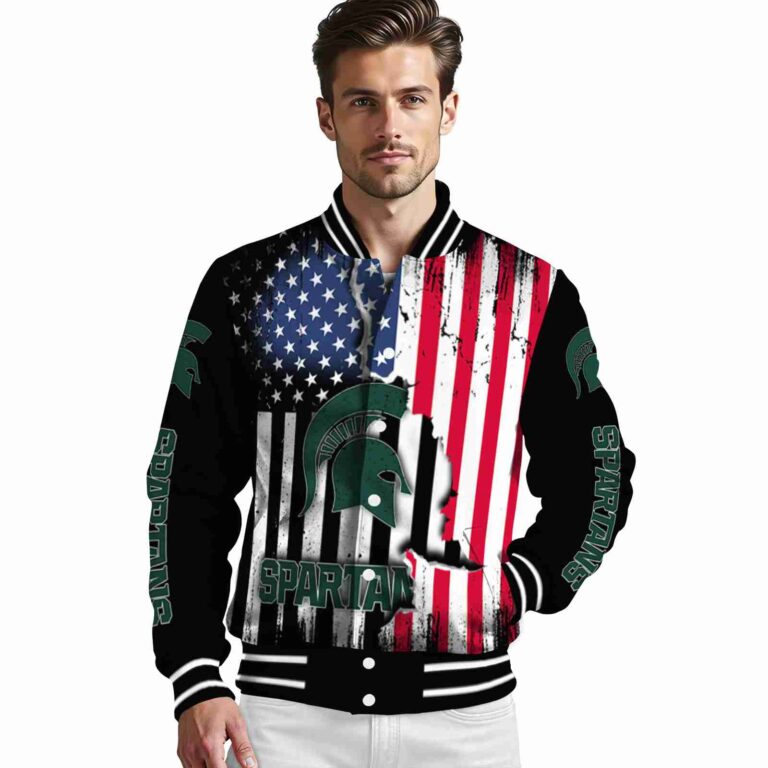 michigan state spartans patriotic theme black jacket high quality jacketwow