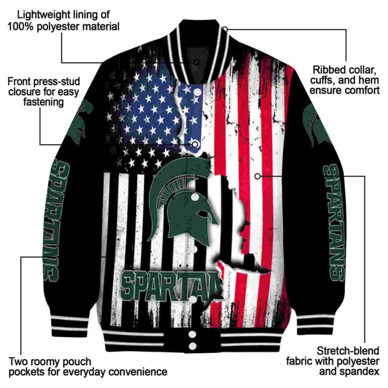 michigan state spartans patriotic theme black jacket new arrival jacketwow