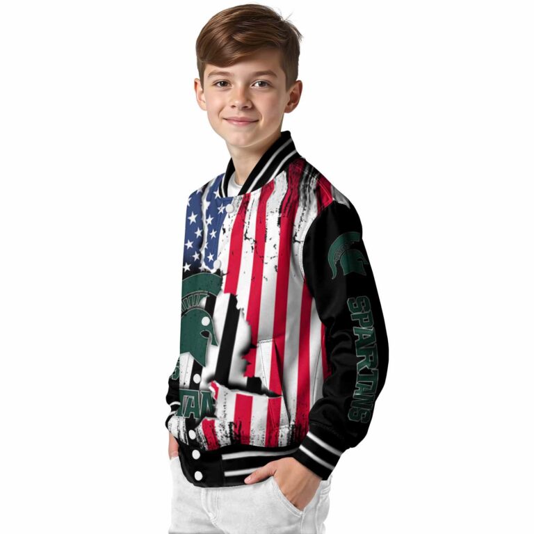 michigan state spartans patriotic theme black jacket trendy jacketwow